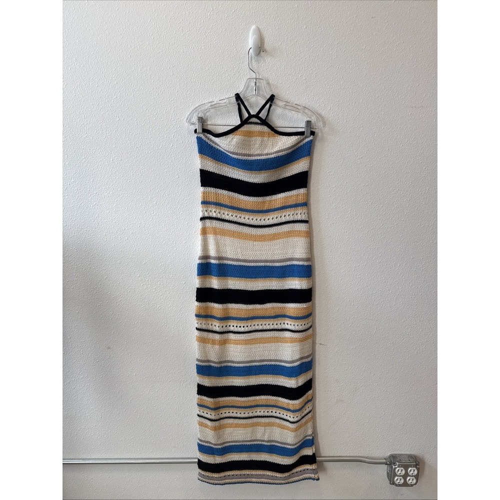 Anthropologie Knit Halter Sweater Dress Curaae by Elliat Harlow Striped OS XS-XL